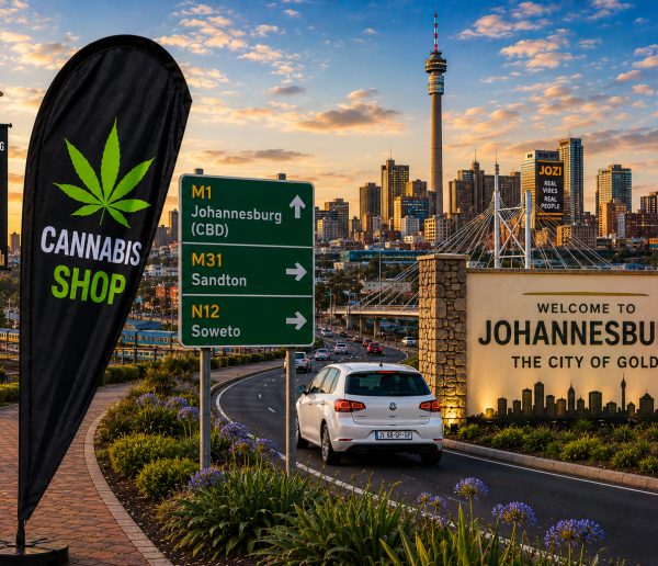 Cannabis shop delivery across Johannesburg, Gauteng — Amazol same-day courier and Maboneng collection point