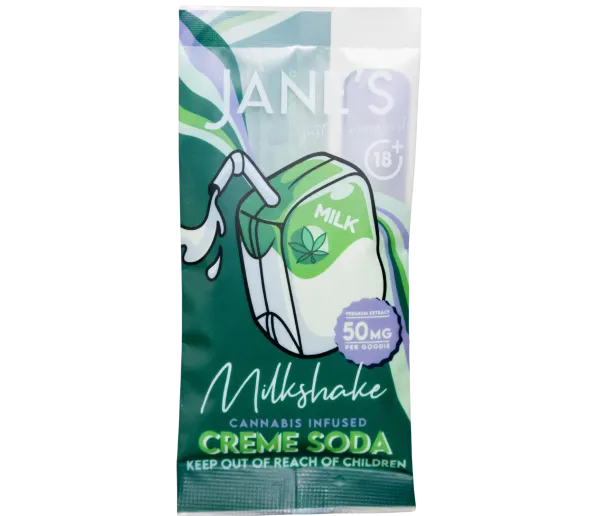 Jane's Edibles Creme Soda cannabis infused milkshake sachet 50mg THC
