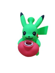 Pikachu Silicone Bong in green, front view