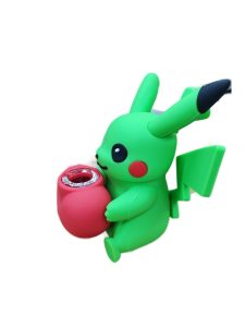 Pikachu Silicone Bong in green, three-quarter side view