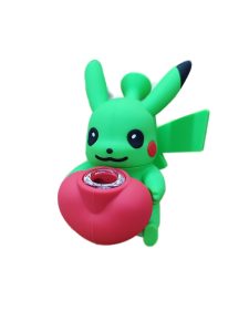 Pikachu Silicone Bong in green, angled front view