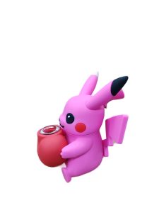 Pikachu Silicone Bong in pink, three-quarter side view