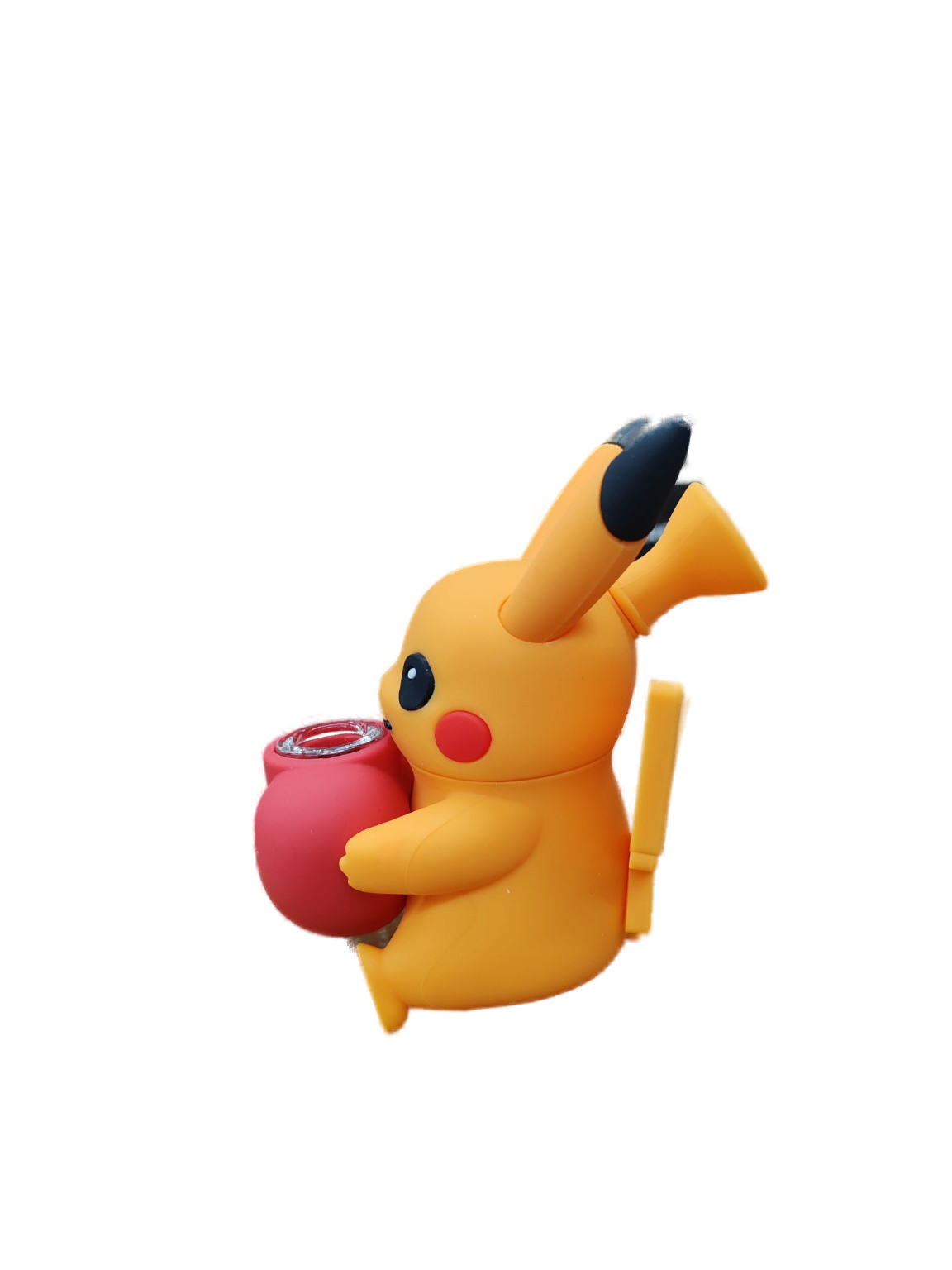 Pikachu Silicone Bong in orange, side profile view