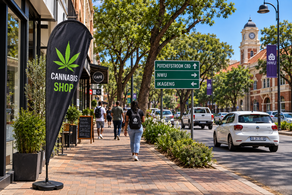 Potchefstroom in the North West, home of the NWU campus &mdash; Amazol cannabis delivery across the Mooi River valley