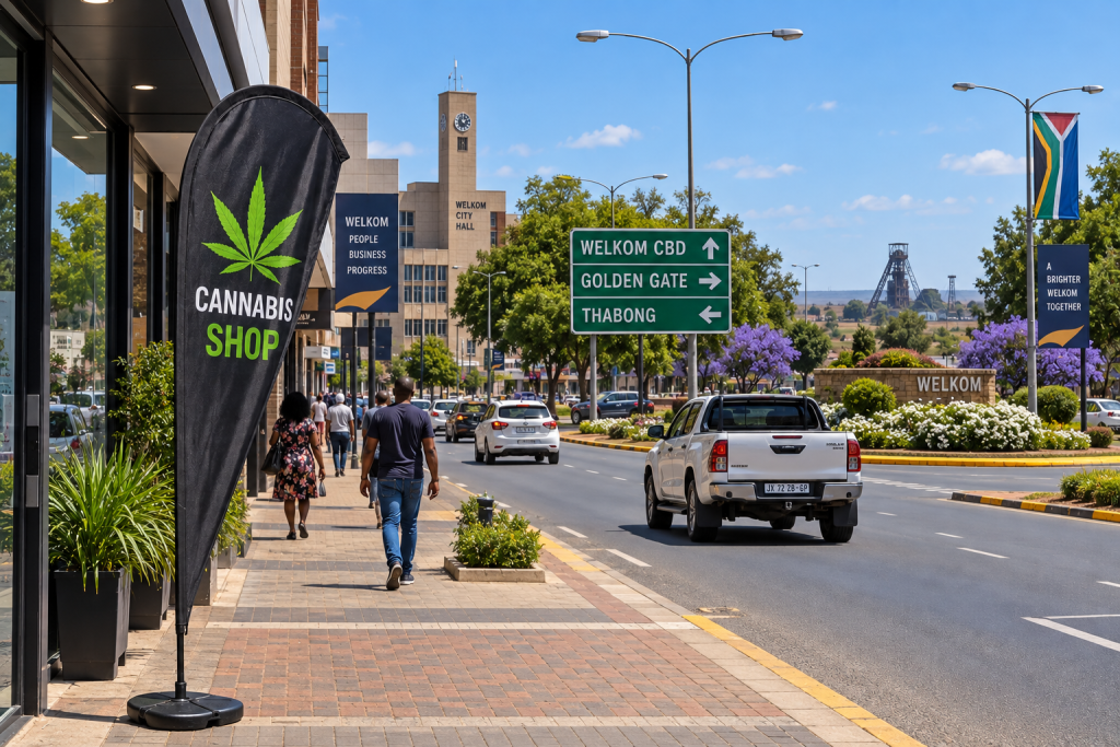 Welkom street scene in the Free State goldfields &mdash; Amazol cannabis delivery to Matjhabeng