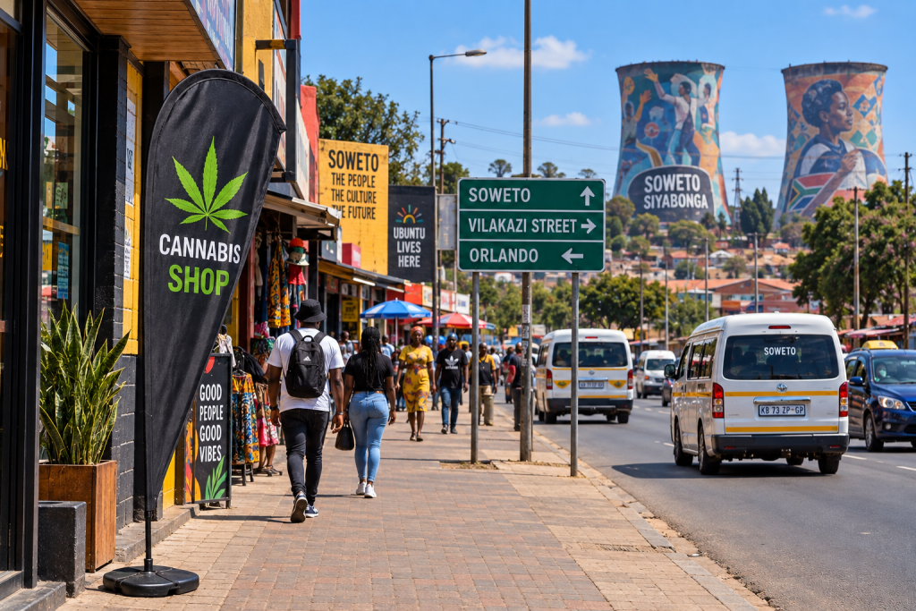 Soweto street scene in Johannesburg &mdash; Amazol cannabis delivery across Orlando, Diepkloof and Pimville