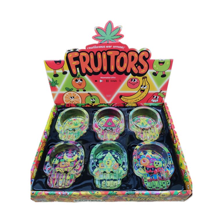 Fruitors skull glass ashtray collection showing all designs