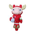 Maple No. 1 reindeer football silicone bong, front view in red kit holding a football