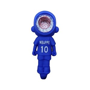 Mbappe No. 10 blue football silicone bong, back view showing the glass bowl