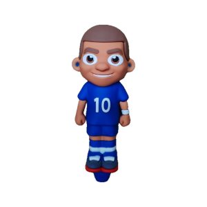 Mbappe No. 10 blue football silicone bong, front view in all-blue number 10 kit