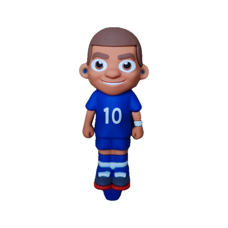 Mbappe No. 10 blue football silicone bong, front view in all-blue number 10 kit