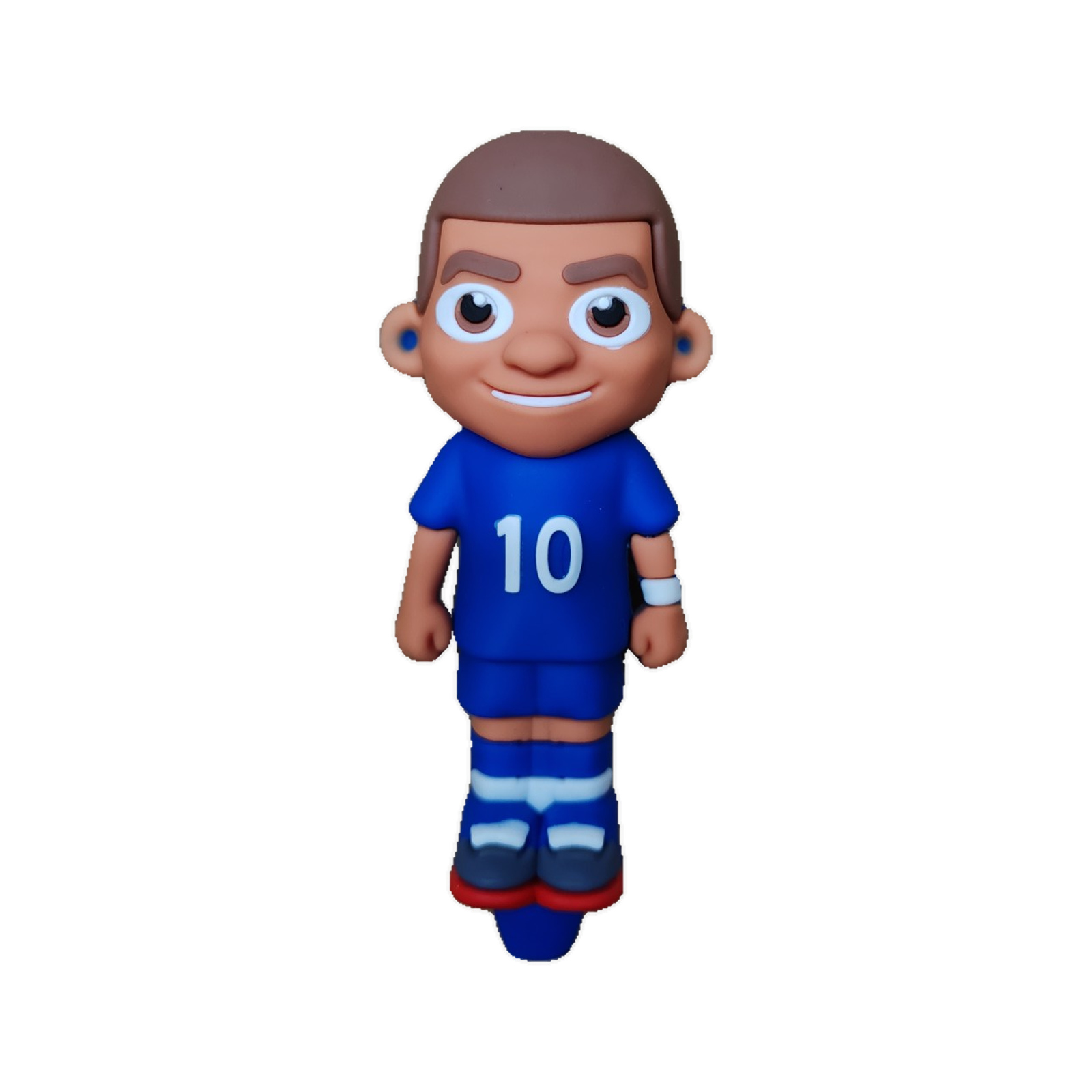 Mbappe No. 10 blue football silicone bong, front view in all-blue number 10 kit