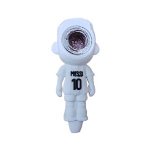 Messi No. 10 Argentina football silicone bong, back view showing the glass bowl