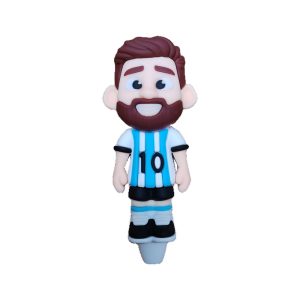 Messi No. 10 Argentina football silicone bong, front view in striped number 10 shirt