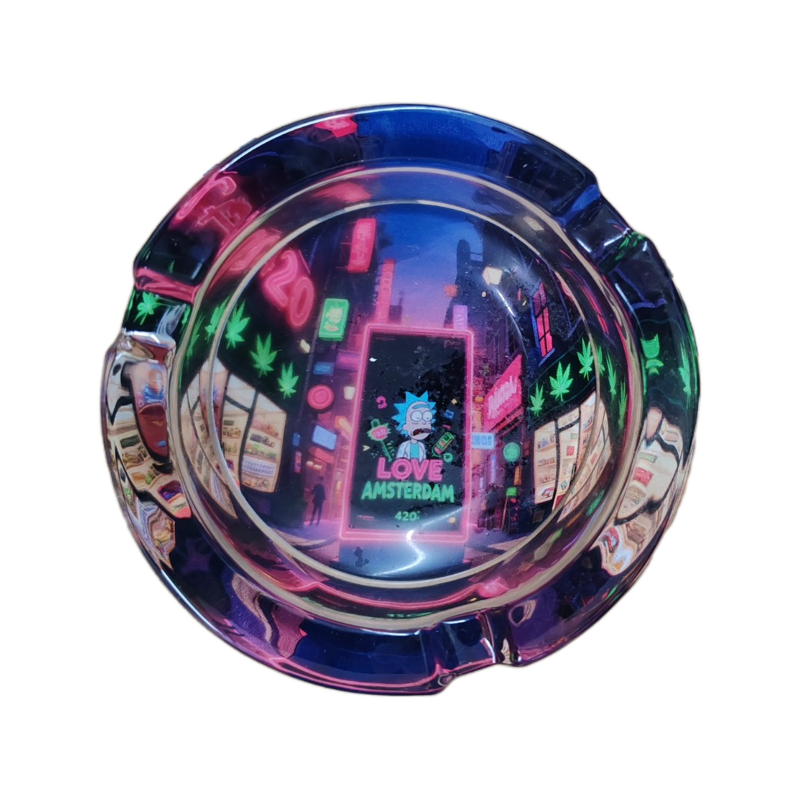Rick Love Amsterdam Neon Street glass ashtray