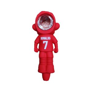 Ronaldo No. 7 football player silicone bong, back view showing the glass bowl