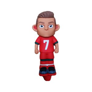 Ronaldo No. 7 football player silicone bong, front view in red number 7 kit