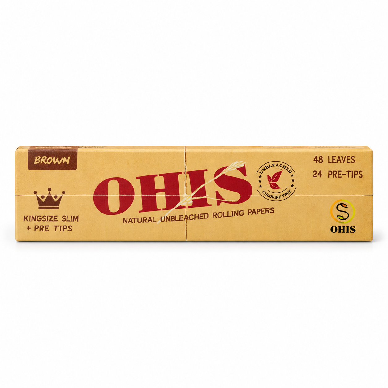 01 OHIS Brown Kingsize Slim Rolling Papers - Main Closed Pack OHIS Brown Kingsize Slim Rolling Papers closed pack front view