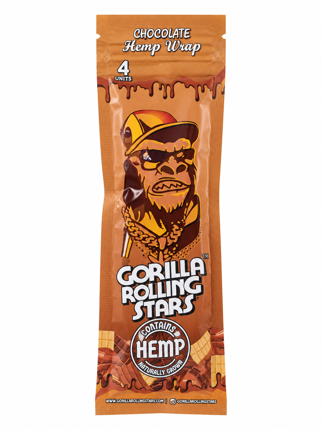Gorilla Rolling Stars Chocolate hemp wrap pack, front
