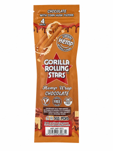 Gorilla Rolling Stars Chocolate hemp wrap pack, back showing corn husk filters