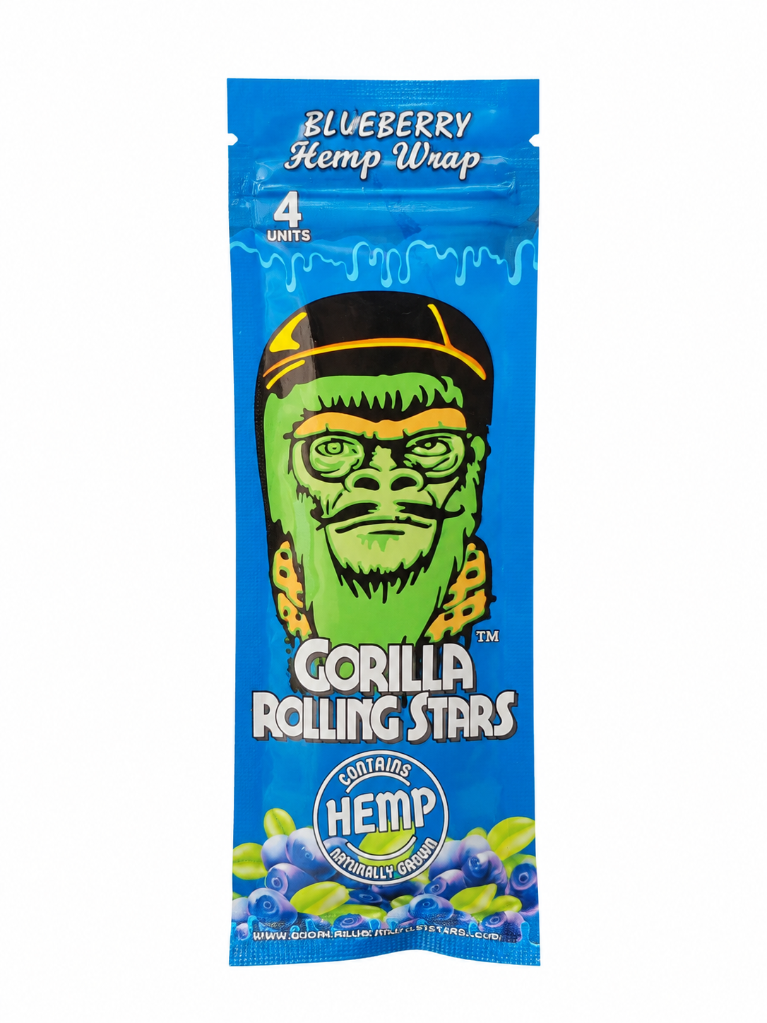 Gorilla Rolling Stars Blueberry hemp wrap pack, front