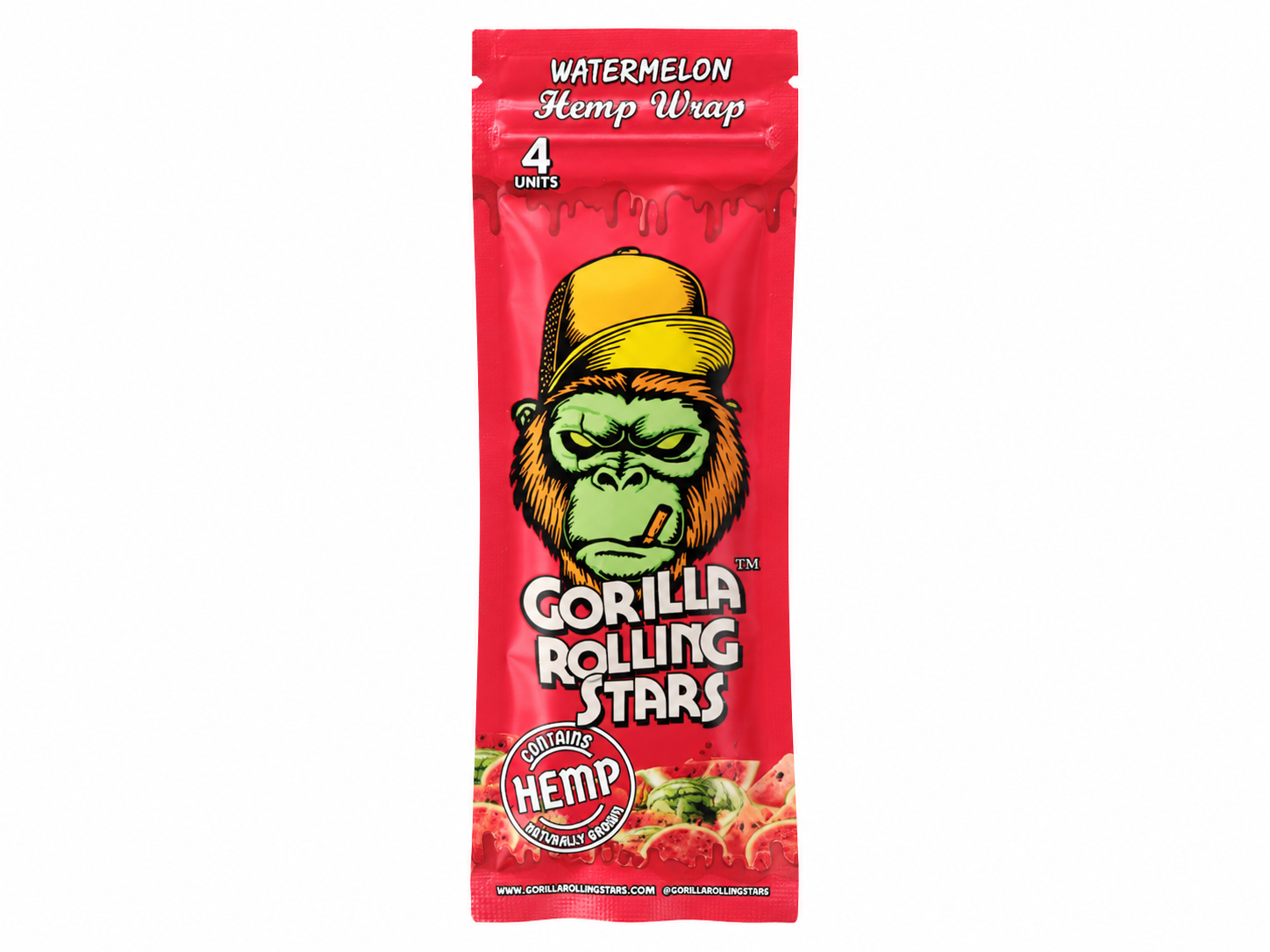 Gorilla Rolling Stars Watermelon hemp wrap pack, front